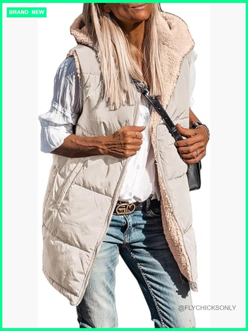 Reversible Fleece Vest with Hood and Pockets, Sleeveless Winter Coat